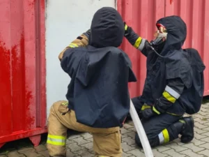 Ponczo ochronne treningowe do trenażerów, kontenerów ogniowych S1 Nomex - granat