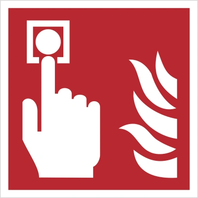 Znak alarm pożarowy wg PN-EN ISO 7010wg PN-EN ISO 7010
